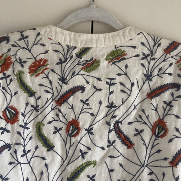 Embroidered Floral Print Linen Blend Jacket - Picture 12 of 12